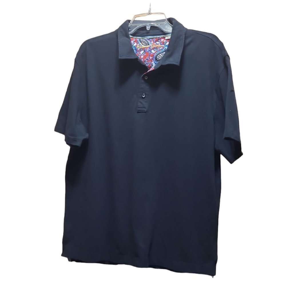 Robert Graham Polo Golf Tee shirt button up  V neckline with short sleeves